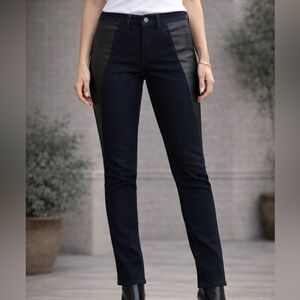 Rag & Bone Midnight Skinny Jeans w/ Lamb Leather Panels | Moto Style | Size 23